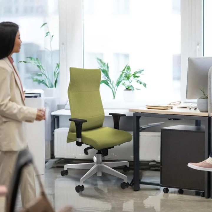 Albacete dirección sincro bali azul cielo brazos 1D cromados base blanca ruedas 65 nailon