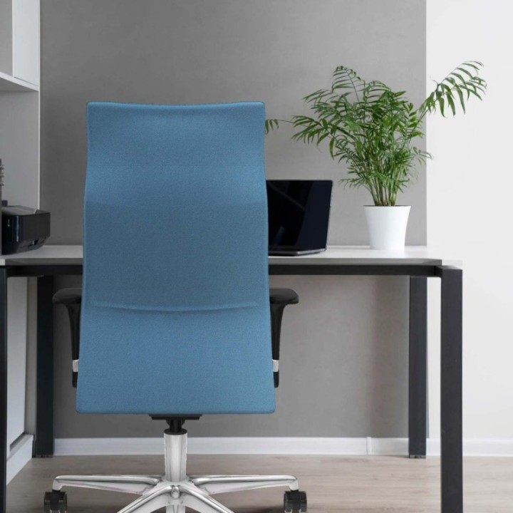 Albacete dirección sincro bali azul cielo brazos 1D cromados base aluminio ruedas 65 nailon