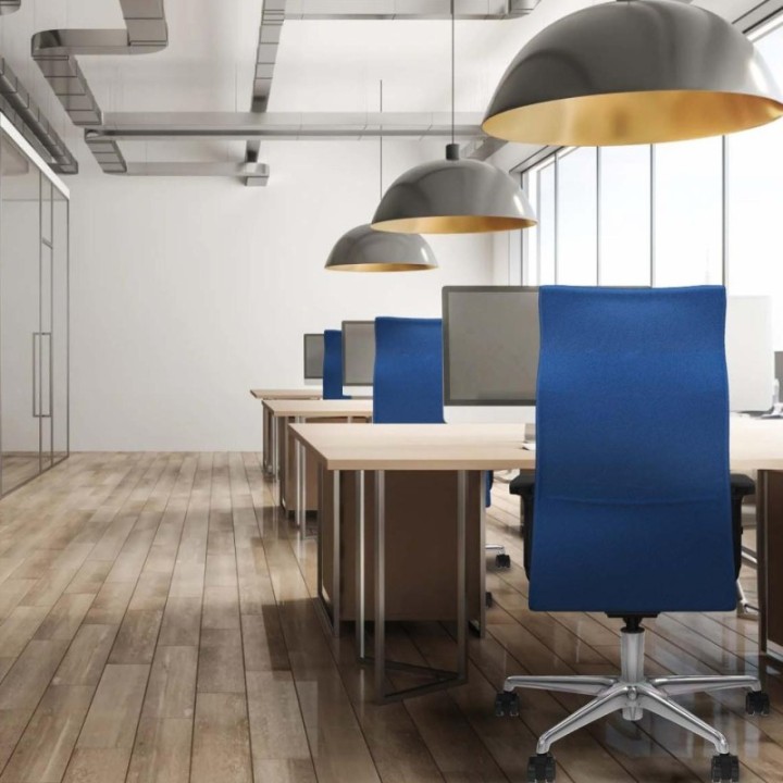 Albacete dirección sincro bali azul cielo brazos 2D base aluminio ruedas 65 nailon