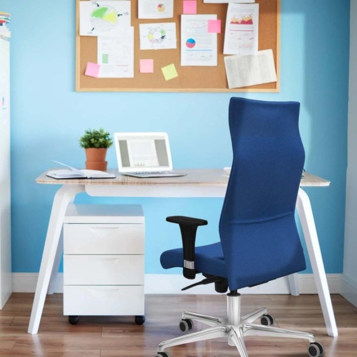 Albacete dirección sincro bali azul brazos 1D cromados base aluminio ruedas 65 engomadas