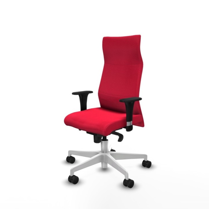 Albacete dirección sincro bali rojo brazos 1D cromados base blanca ruedas 65 nailon