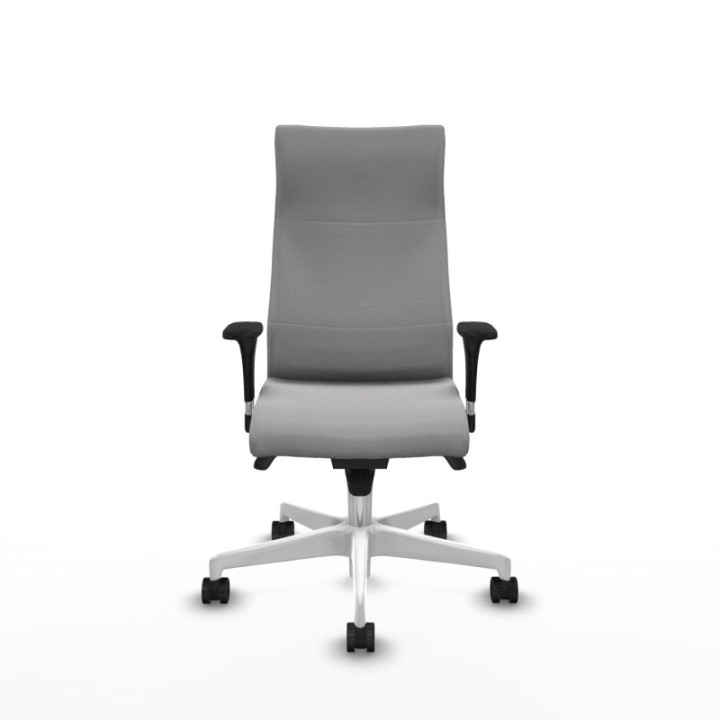 Albacete dirección sincro bali gris claro brazos 1D cromados base blanca ruedas 65 nailon