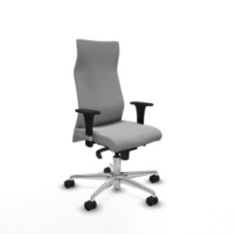 Albacete dirección sincro bali gris claro brazos 1D cromados base aluminio ruedas 65 nailon