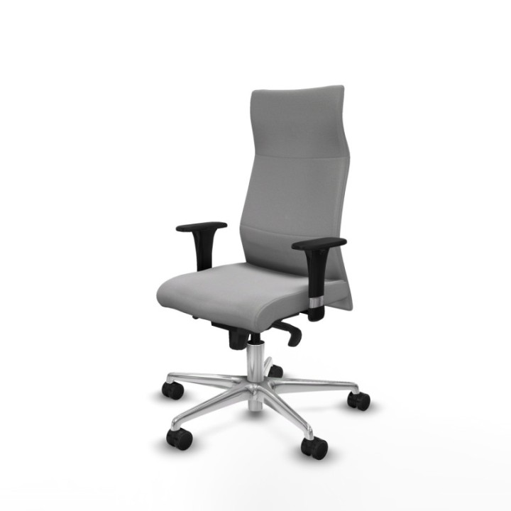 Albacete dirección sincro bali gris claro brazos 1D cromados base aluminio ruedas 65 nailon