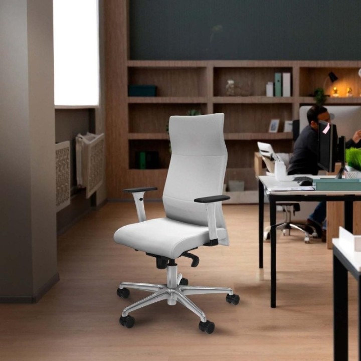 Albacete dirección sincro bali marrón oscuro brazos 1D blancos base aluminio ruedas 65 nailon