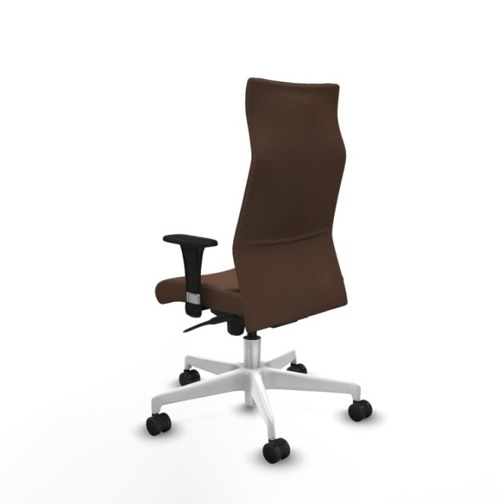 Albacete dirección sincro bali marrón oscuro brazos 1D cromados base blanca ruedas 65 nailon