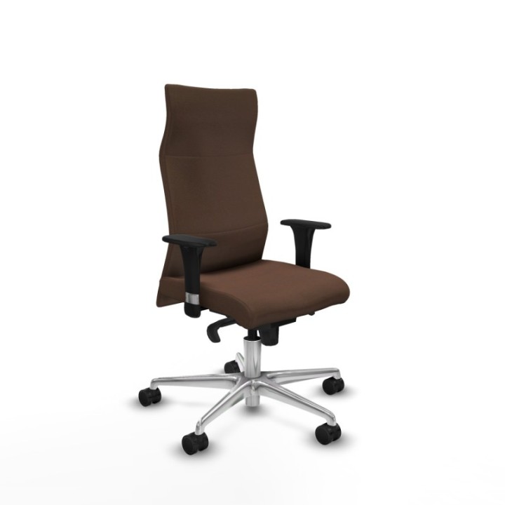 Albacete dirección sincro bali marrón oscuro brazos 1D cromados base aluminio ruedas 65 nailon