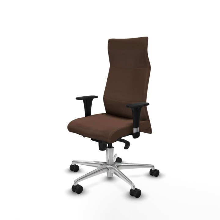 Albacete dirección sincro bali marrón oscuro brazos 1D cromados base aluminio ruedas 65 nailon