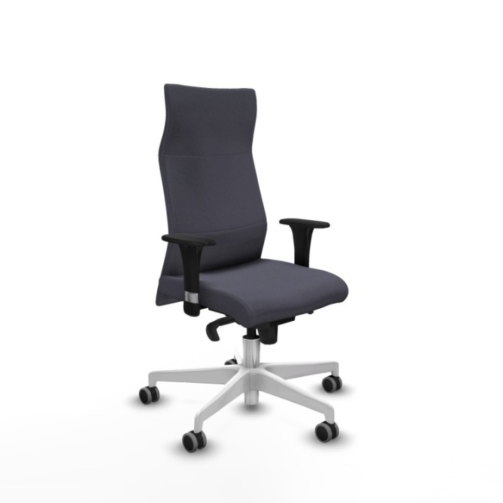 Albacete dirección sincro bali gris oscuro brazos 1D cromados base blanca ruedas 65 engomadas