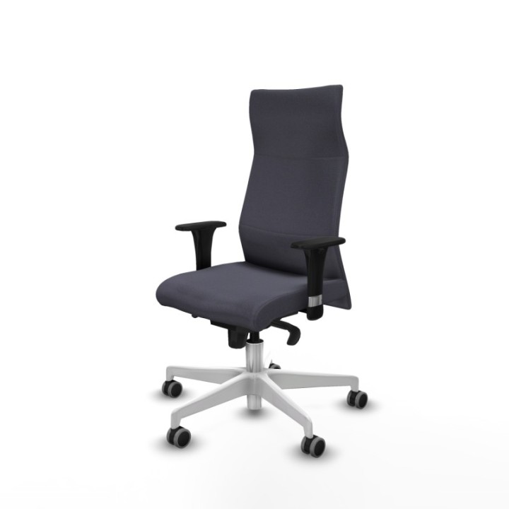 Albacete dirección sincro bali gris oscuro brazos 1D cromados base blanca ruedas 65 engomadas