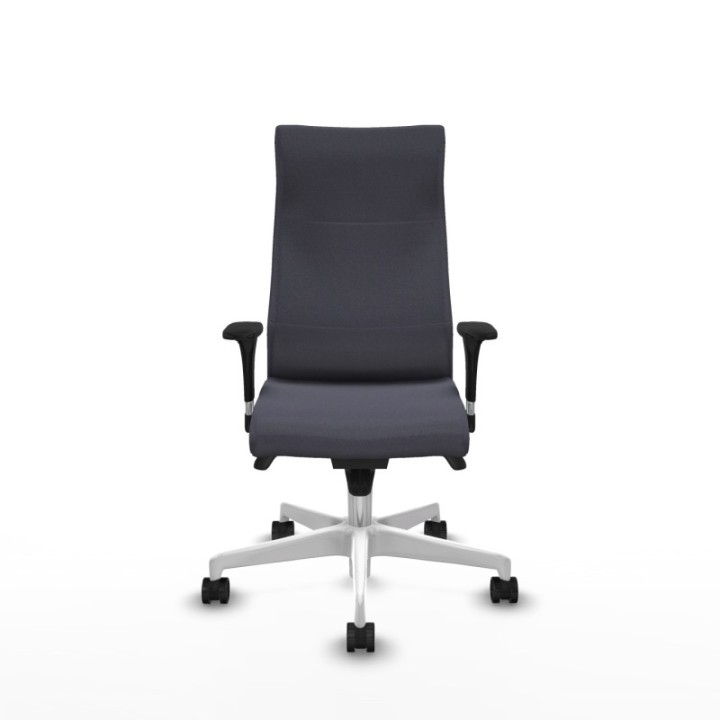 Albacete dirección sincro bali gris oscuro brazos 1D cromados base blanca ruedas 65 nailon