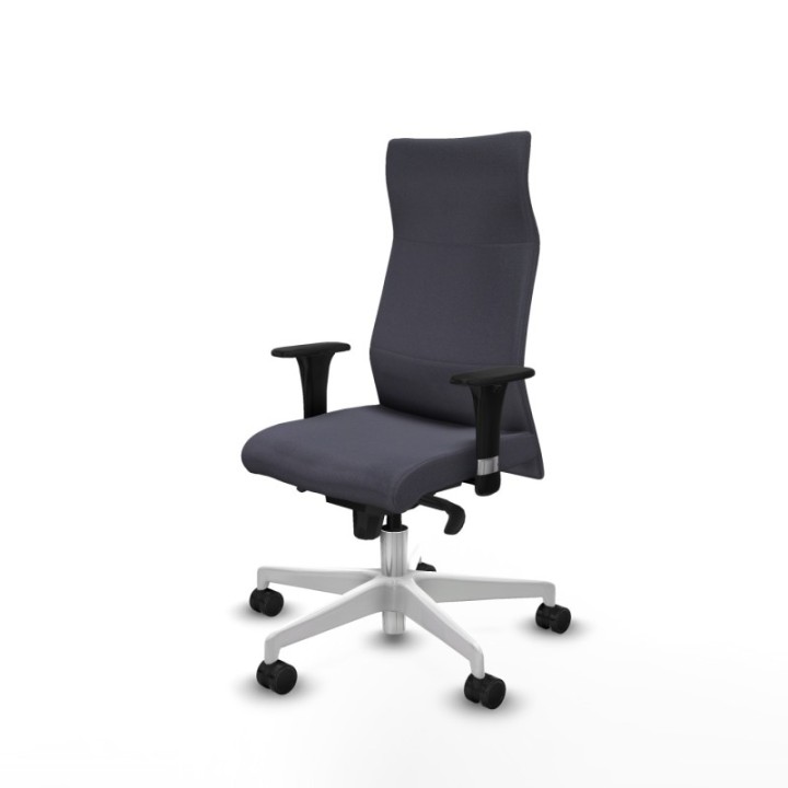 Albacete dirección sincro bali gris oscuro brazos 1D cromados base blanca ruedas 65 nailon