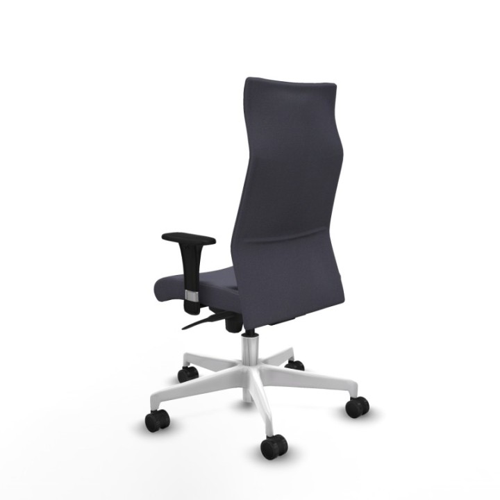 Albacete dirección sincro bali gris oscuro brazos 1D cromados base blanca ruedas 65 nailon