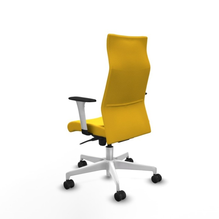 Albacete dirección sincro similpiel amarillo brazos 1D blancos base blanca ruedas 65 nailon