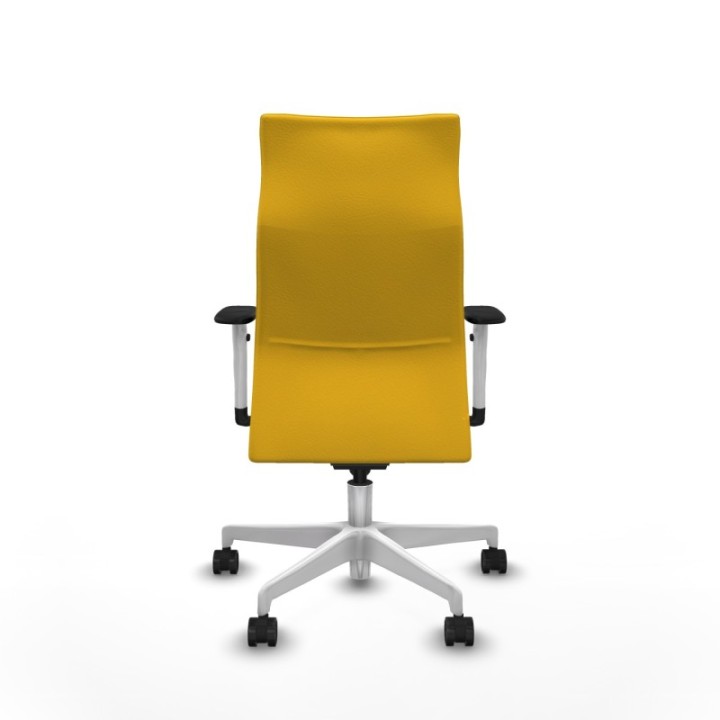 Albacete dirección sincro similpiel amarillo brazos 1D blancos base blanca ruedas 65 nailon