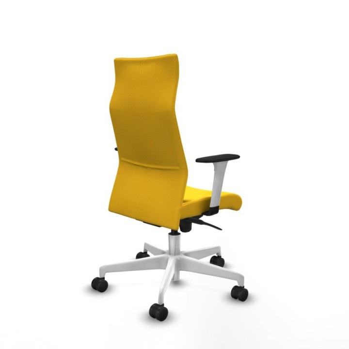 Albacete dirección sincro similpiel amarillo brazos 1D blancos base blanca ruedas 65 nailon