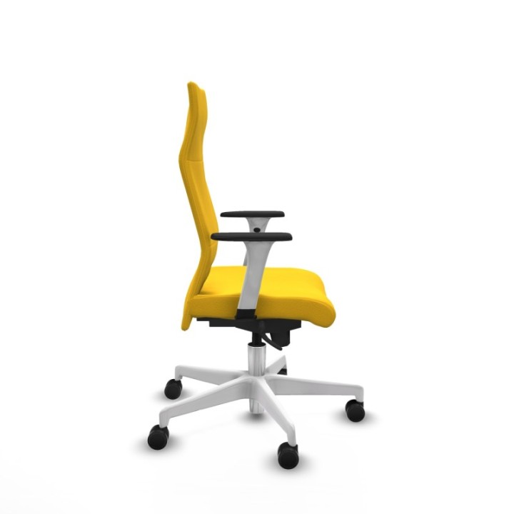 Albacete dirección sincro similpiel amarillo brazos 1D blancos base blanca ruedas 65 nailon