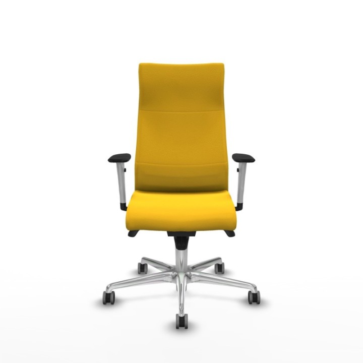 Albacete dirección sincro similpiel amarillo brazos 1D blancos base aluminio ruedas 65 engomadas