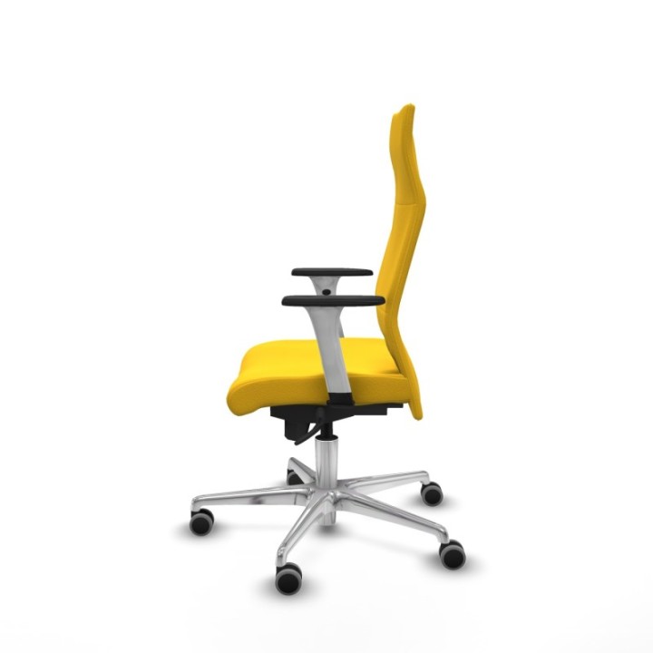 Albacete dirección sincro similpiel amarillo brazos 1D blancos base aluminio ruedas 65 engomadas