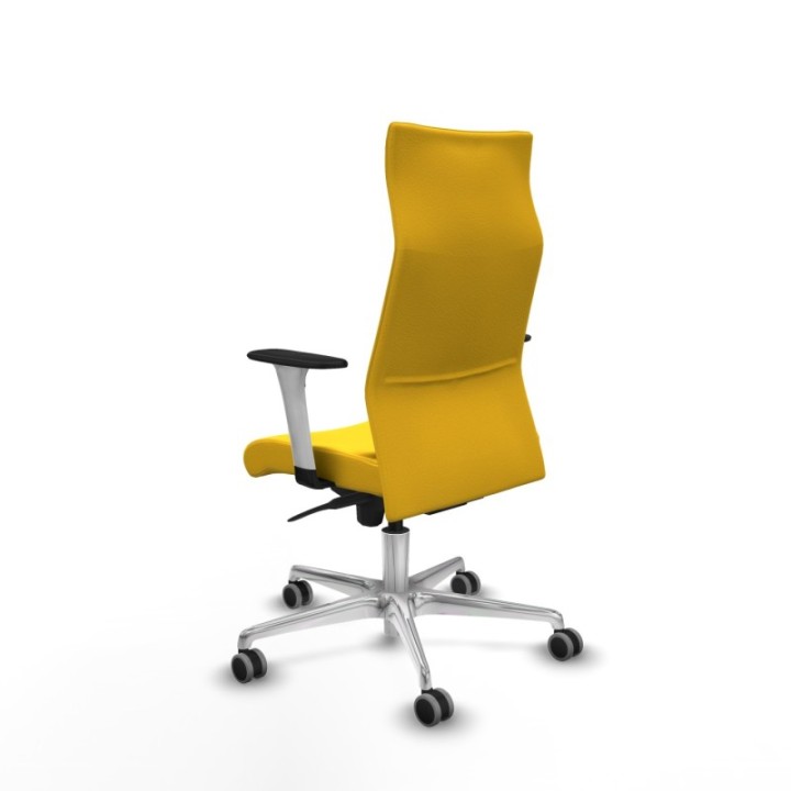 Albacete dirección sincro similpiel amarillo brazos 1D blancos base aluminio ruedas 65 engomadas