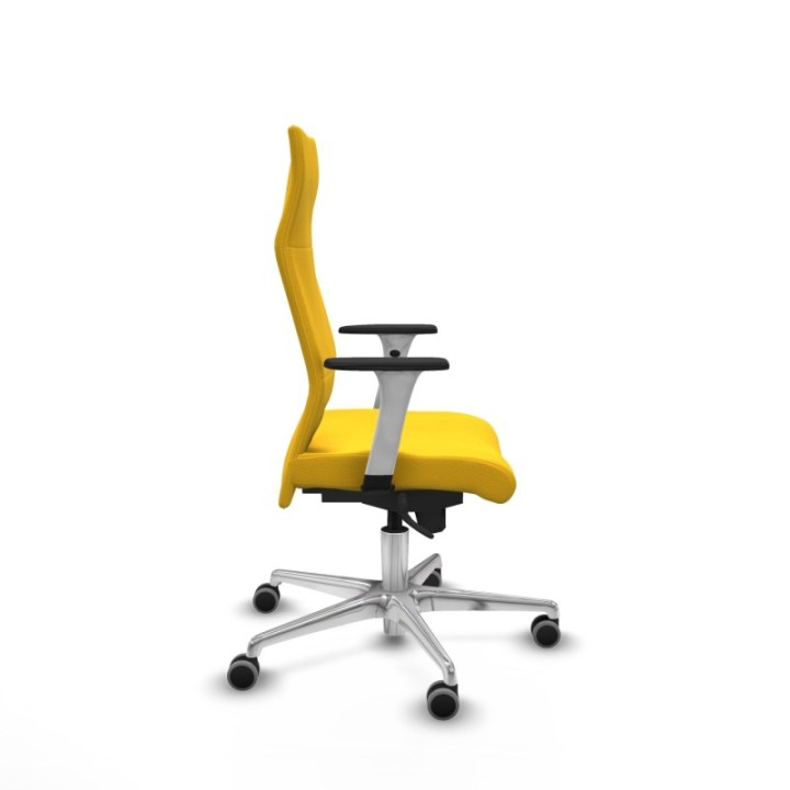 Albacete dirección sincro similpiel amarillo brazos 1D blancos base aluminio ruedas 65 engomadas