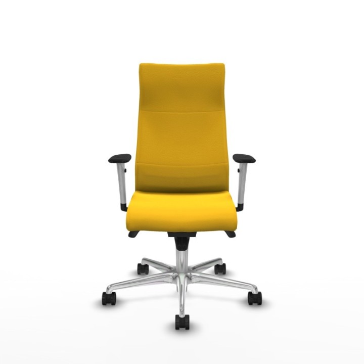 Albacete dirección sincro similpiel amarillo brazos 1D blancos base aluminio ruedas 65 nailon