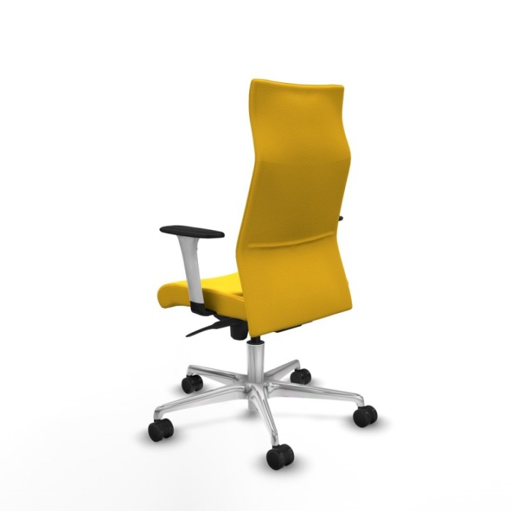 Albacete dirección sincro similpiel amarillo brazos 1D blancos base aluminio ruedas 65 nailon