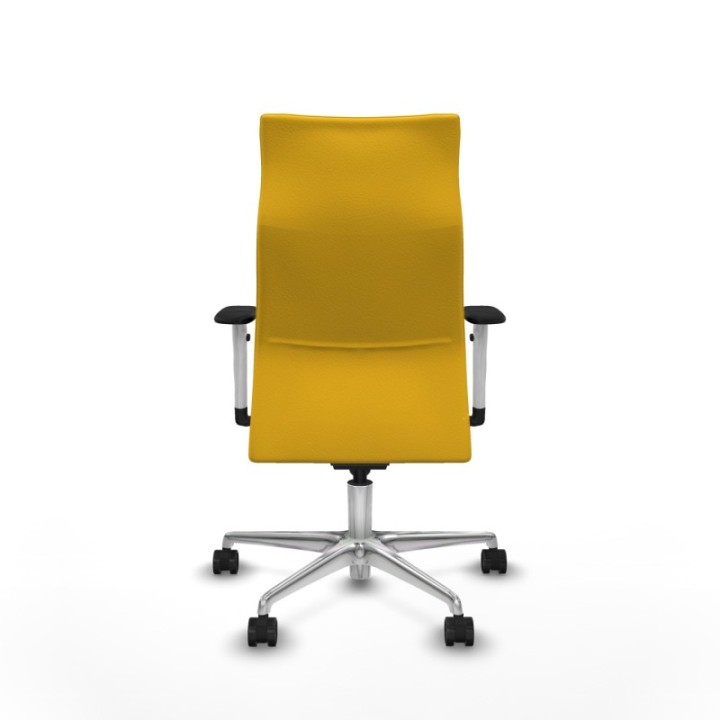 Albacete dirección sincro similpiel amarillo brazos 1D blancos base aluminio ruedas 65 nailon