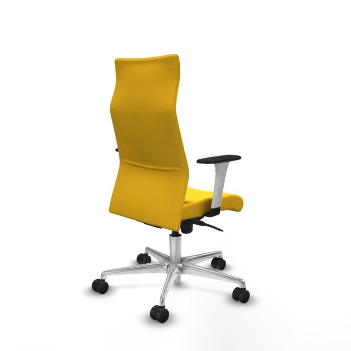 Albacete dirección sincro similpiel amarillo brazos 1D blancos base aluminio ruedas 65 nailon