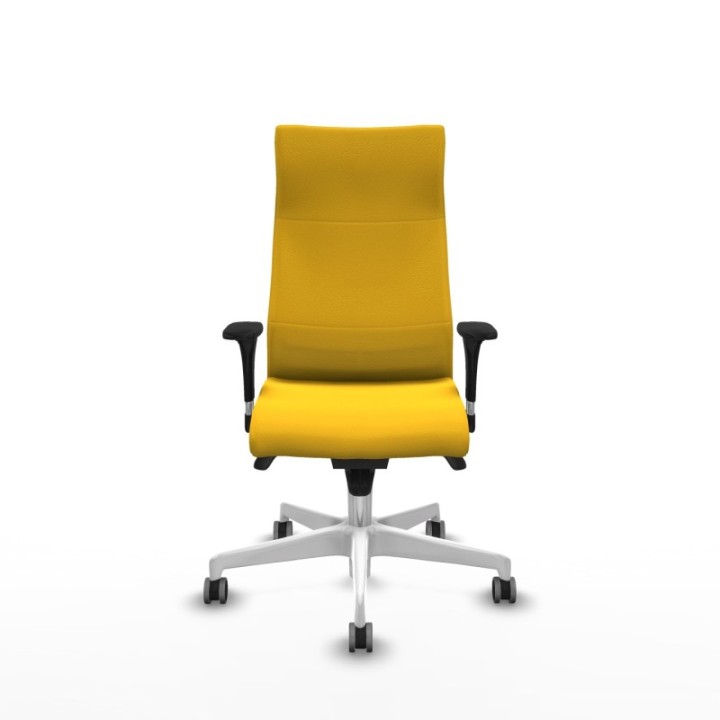 Albacete dirección sincro similpiel amarillo brazos 1D cromados base blanca ruedas 65 engomadas