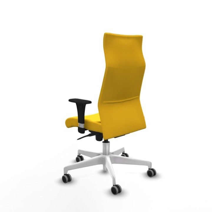 Albacete dirección sincro similpiel amarillo brazos 1D cromados base blanca ruedas 65 engomadas