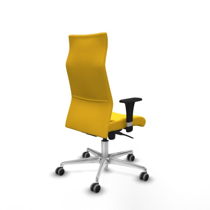 Albacete dirección sincro similpiel amarillo brazos 1D cromados base aluminio ruedas 65 engomadas