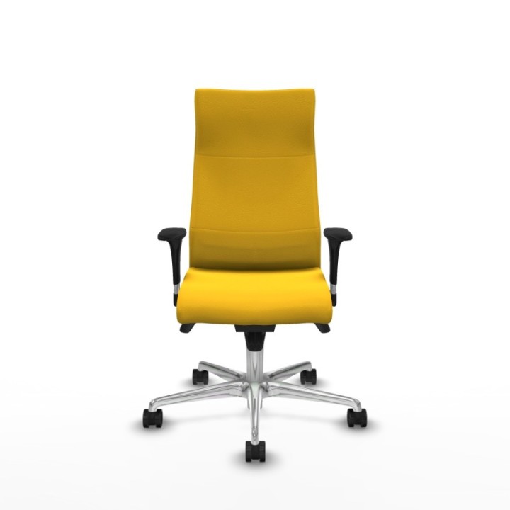 Albacete dirección sincro similpiel amarillo brazos 1D cromados base aluminio ruedas 65 nailon