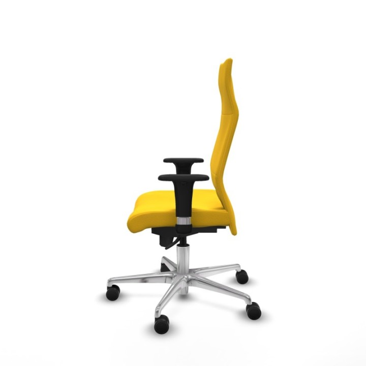 Albacete dirección sincro similpiel amarillo brazos 1D cromados base aluminio ruedas 65 nailon