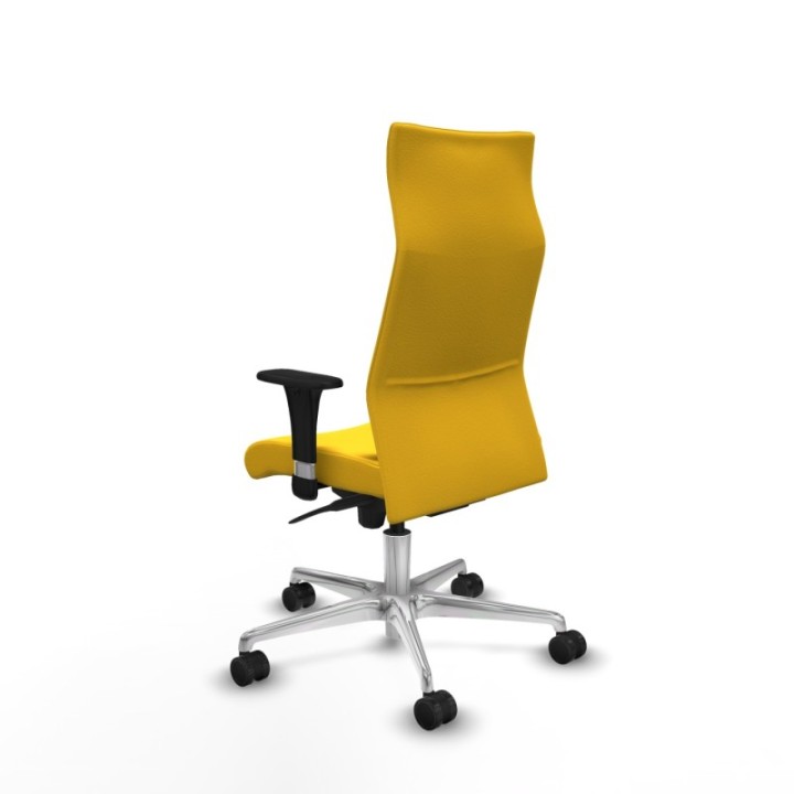 Albacete dirección sincro similpiel amarillo brazos 1D cromados base aluminio ruedas 65 nailon