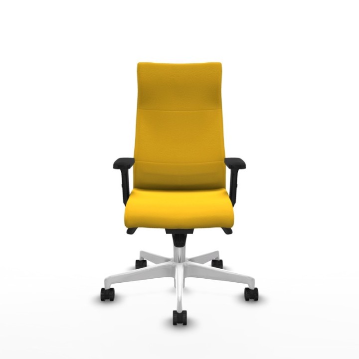 Albacete dirección sincro similpiel amarillo brazos 2D base blanca ruedas 65 nailon