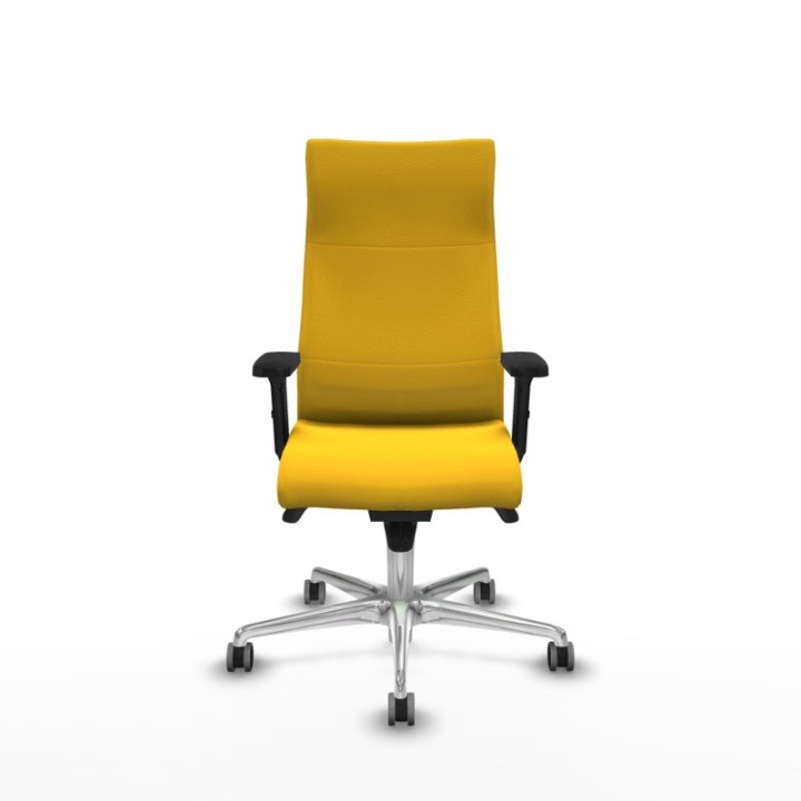 Albacete dirección sincro similpiel amarillo brazos 2D base aluminio ruedas 65 engomadas