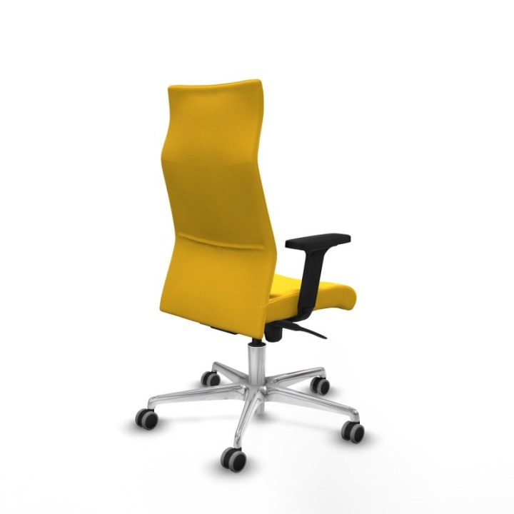 Albacete dirección sincro similpiel amarillo brazos 2D base aluminio ruedas 65 engomadas