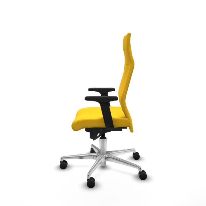 Albacete dirección sincro similpiel amarillo brazos 2D base aluminio ruedas 65 nailon