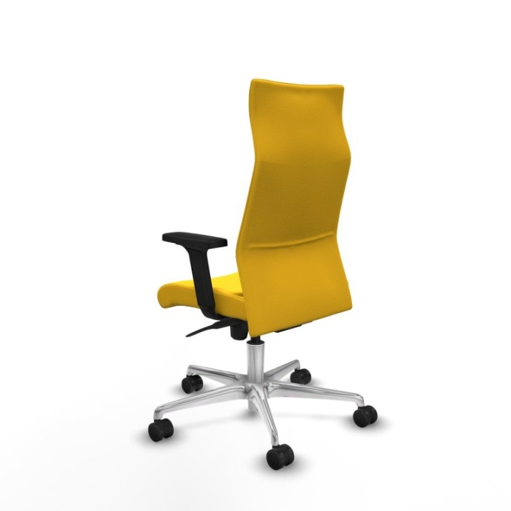 Albacete dirección sincro similpiel amarillo brazos 2D base aluminio ruedas 65 nailon