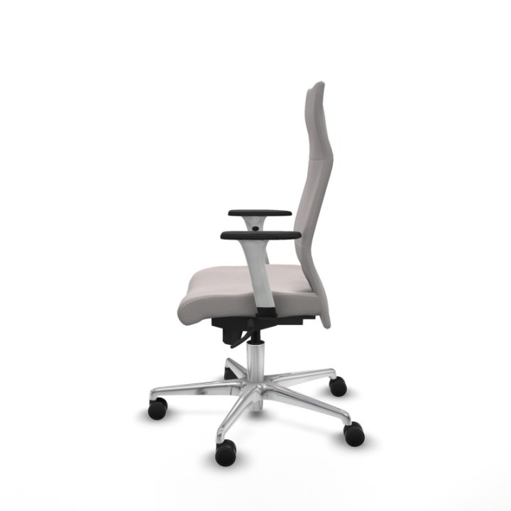 Albacete dirección sincro similpiel blanco brazos 1D blancos base aluminio ruedas 65 nailon