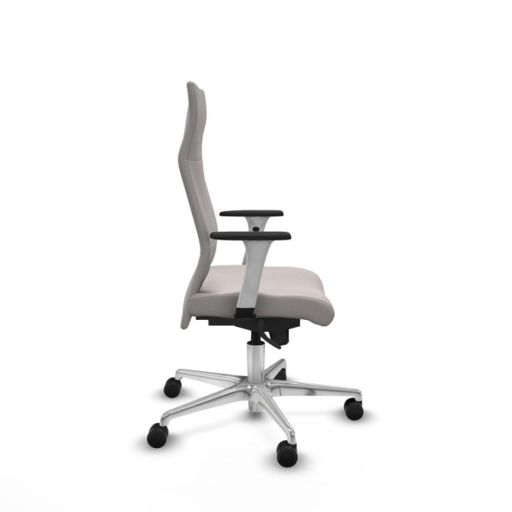 Albacete dirección sincro similpiel blanco brazos 1D blancos base aluminio ruedas 65 nailon