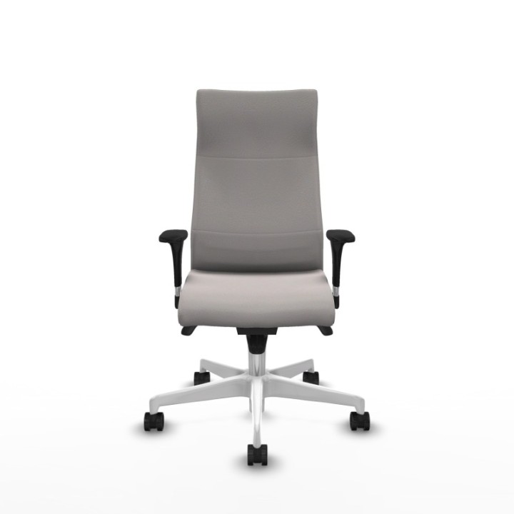 Albacete dirección sincro similpiel blanco brazos 1D cromados base blanca ruedas 65 nailon