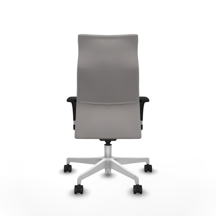 Albacete dirección sincro similpiel blanco brazos 1D cromados base blanca ruedas 65 nailon