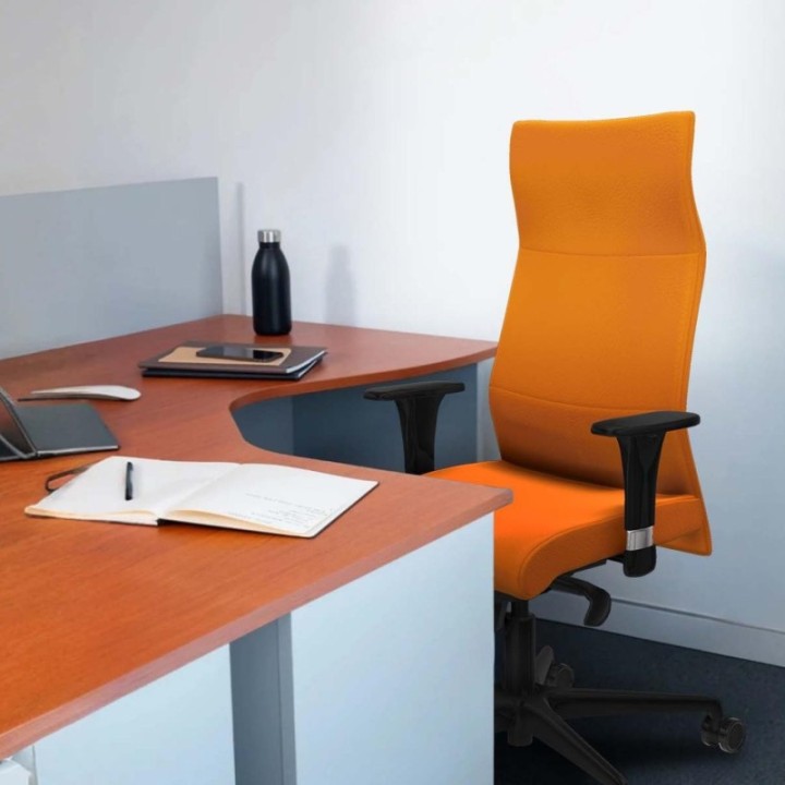 Albacete dirección sincro similpiel blanco brazos 1D cromados base nailon ruedas 65 nailon