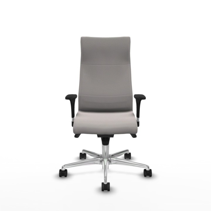 Albacete dirección sincro similpiel blanco brazos 1D cromados base aluminio ruedas 65 nailon