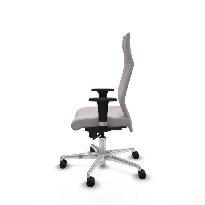 Albacete dirección sincro similpiel blanco brazos 1D cromados base aluminio ruedas 65 nailon