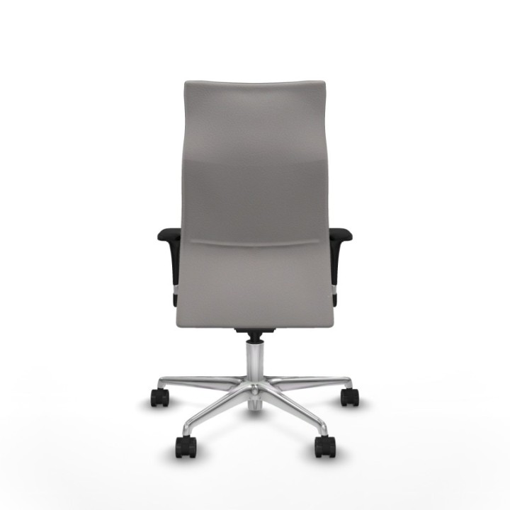 Albacete dirección sincro similpiel blanco brazos 1D cromados base aluminio ruedas 65 nailon