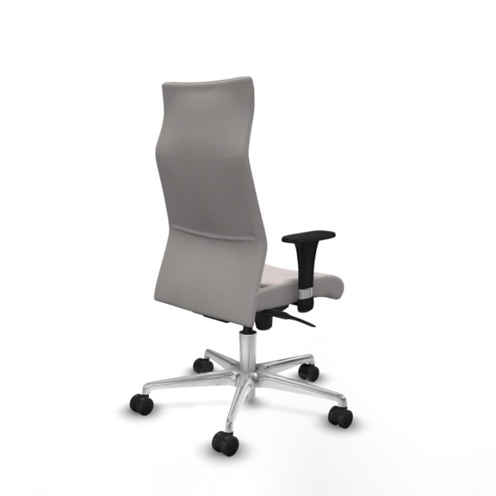 Albacete dirección sincro similpiel blanco brazos 1D cromados base aluminio ruedas 65 nailon