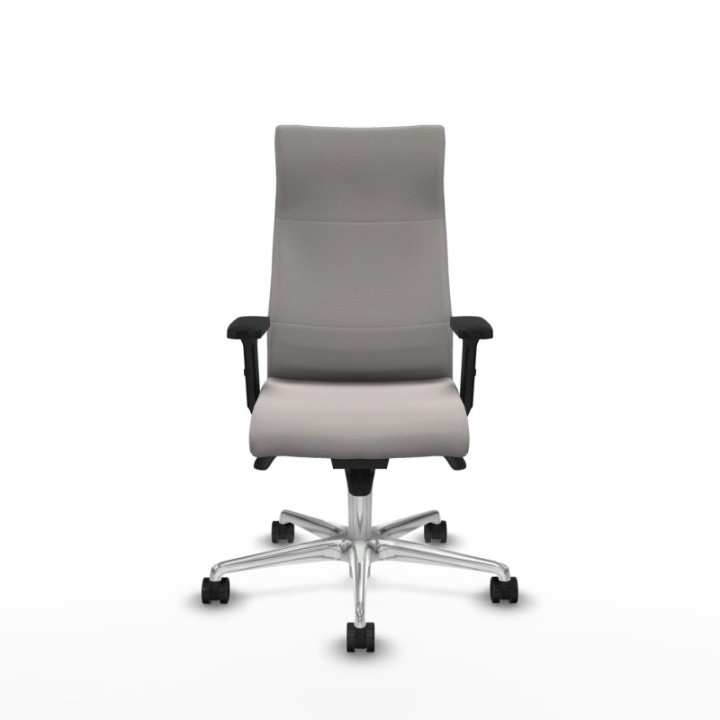 Albacete dirección sincro similpiel blanco brazos 2D base aluminio ruedas 65 nailon